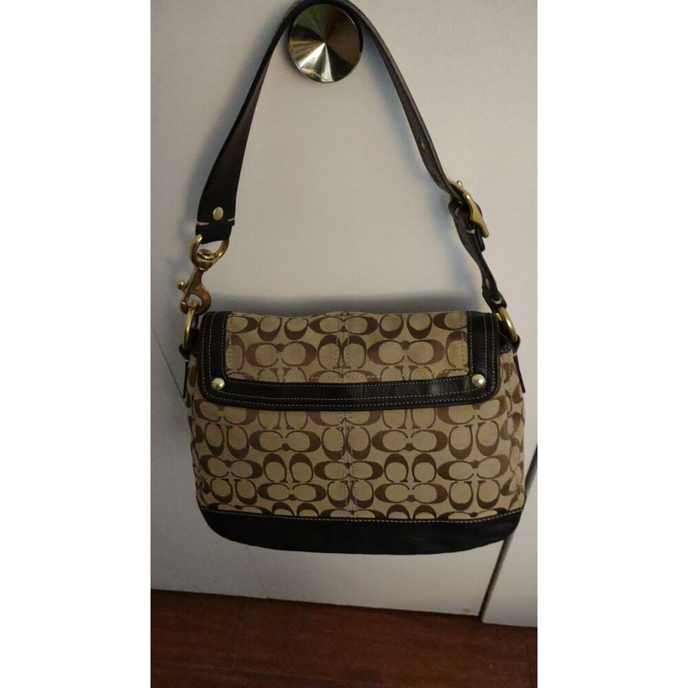 Coach Medium F12857 Vintage Ali Beige & Brown Signature C Turn Lock Shoulder Bag - Picture 10 of 11
